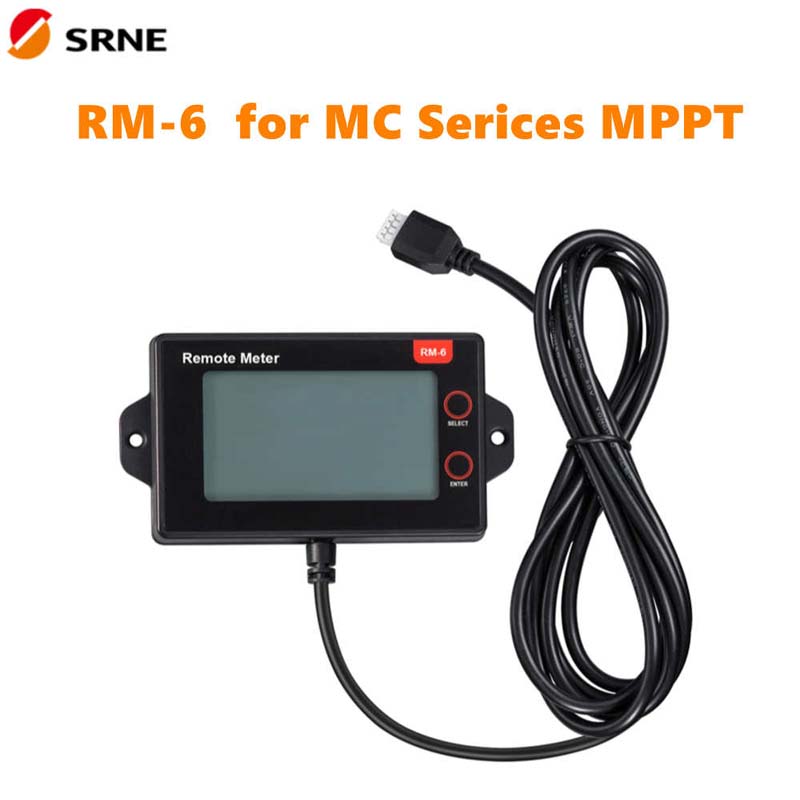 SRNE RM-6 дистанционен LCD дисплей за MC24 серия MPPT 20A 30A 40A 50A слънчев контролер