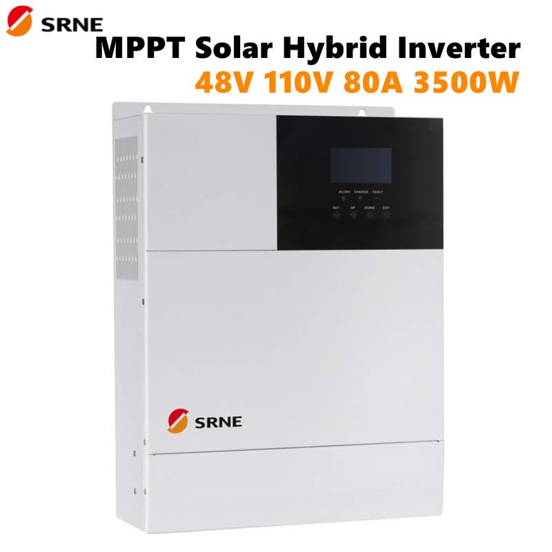 SRNE MPPT Solar Hybrid зареждащ инвертор 80A контролер MAX 3500W PURE SINE INVERTER 48V 110V PV VOLT 145V 50HZ 60HZ извън нея