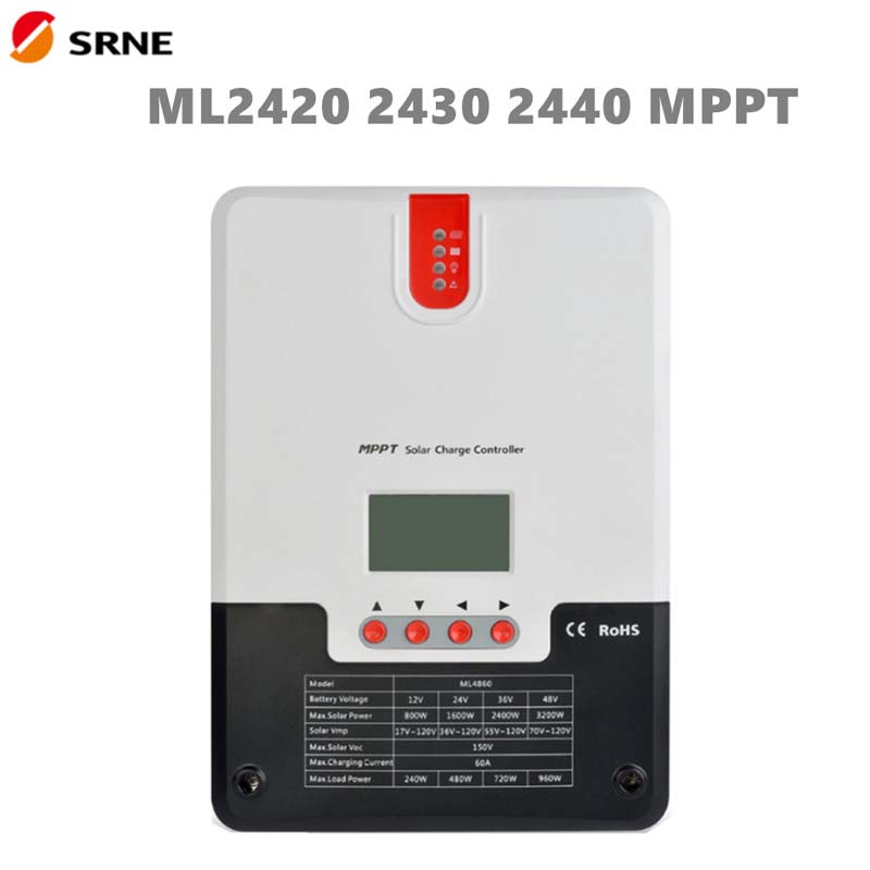 SRNE MPPT Solar зареждащ контролер 20а 30А 40A 12V24V LCD MAX100V регулатор на панела за олово оловен гел литиево-йонна батерия