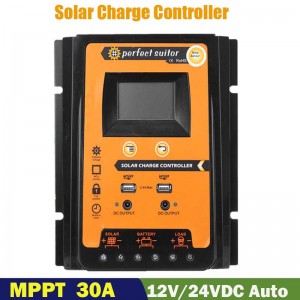 PWM 30A 12V 24VDC слънчева такса Регулатор на батерията Солален панел с двоен USB изходен LCD дисплей