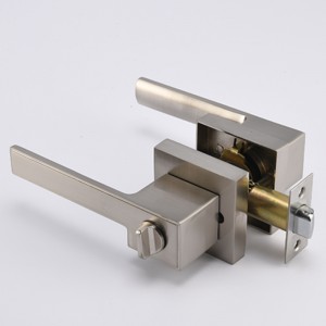 S7809 Съвременна квадратна поверителност лост за врата за спалня или баня, копчета за врата без ключове, поставени в сатен никел