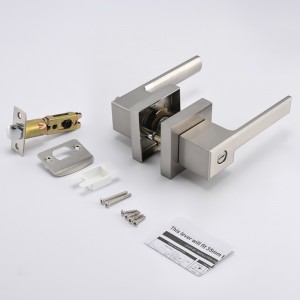 S7809 Съвременна квадратна поверителност лост за врата за спалня или баня, копчета за врата без ключове, поставени в сатен никел