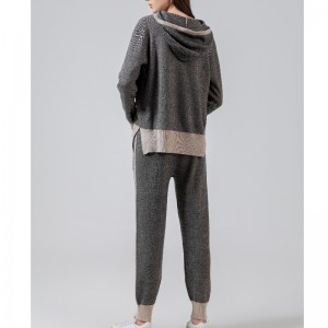 Моден случайни спортен стил плета пуловер Двойка Hoodie set 69053 \\\\ t