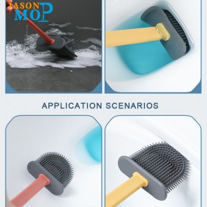 JASON Почистваща домакинска пластмасова тоалетна четка Плоска мека силиконова тоалетна четка с