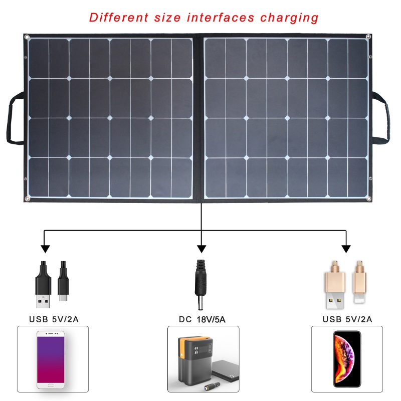 40W 60W 80W 100W 120W 150W 200W преносими слънчеви сили Сгъваем слънчев панел за електроцентрали