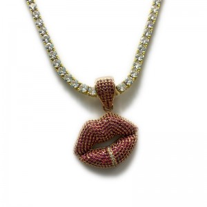 Секси червена устна инкрустирана огърлица