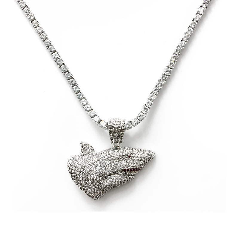 Гореща продажба мода луксозни бижута диамантени акула хип хоп огърлица