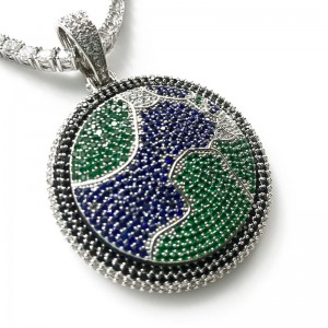 Нов пълен циркон диамант въртящ се земна висулка индийски дълги мобилни каишка огърлица