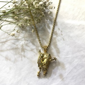 Inlaid Zircon Спонджбоб Хип хоп огърлица