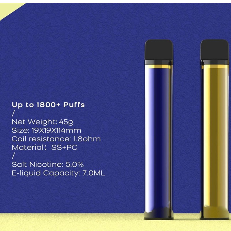 XXL устройства за еднократна употреба Цигари 1800 Puff Pre-напълнени Vape Pen 7ml касети 950mAh e-цигари