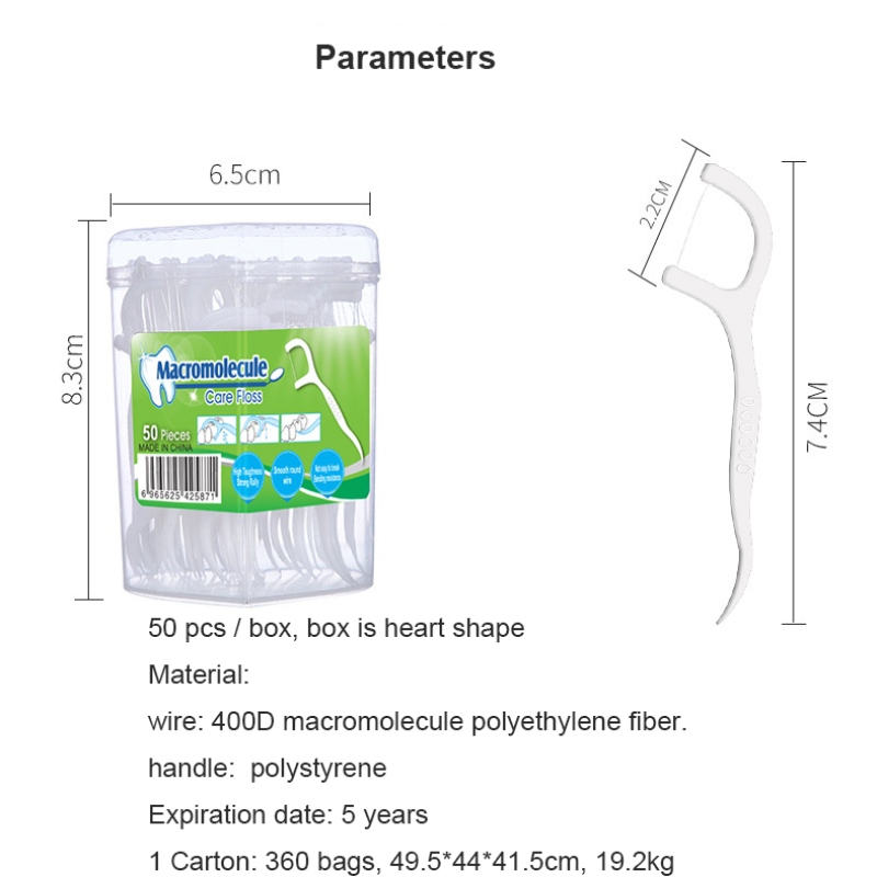 50 бр. Опаковка сърце с форма на кутия OEM еднократна едро евтини стоматологични пръчки опаковки зъбни конци