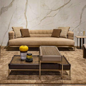 Италиански минималистичен комбинация от гнездене дизайн от неръждаема стомана крака правоъгълник естествена дървена маса кожа ...