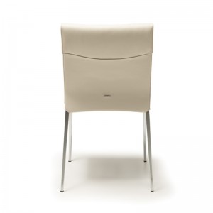 Италиански бели метални кожени скандинавски стол за хранене на 6 за трапезария