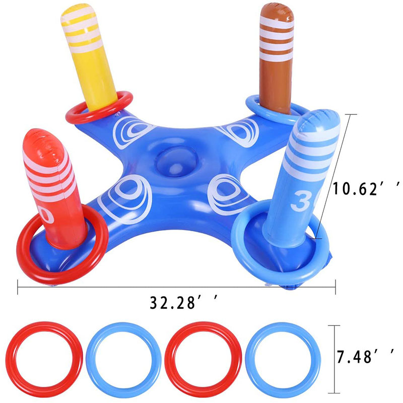 Плаващ плувен пръстен за хвърляне на водни играчки комплект, надуваема игра за хвърляне на пръстени, деца за възрастни на закрито парти за игра на открито