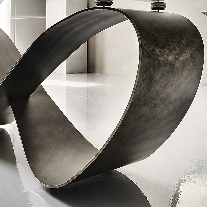 Италиански висококачествен персонализиран неръждаема стомана Модерна дълга луксозна правоъгълна черна панета каменна трапезария 12