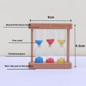 Фабриката може да бъде персонализирана 3 в 1 часовник дърво стъклен пясък таймер за кухня готвене европейски творчески дърво мета...
