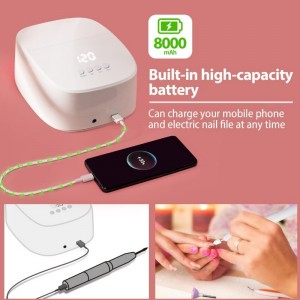 M&r p30pro безжична UV LED лампа за нокти, 60W акумулаторна UV светлина за нокти безжична светодиодна сушилня с USB порт за зареждане на теле...
