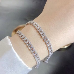 Бижута Tuochen 18k/14k/10k златна кубинска гривна с диамант/moissanite камък за човек