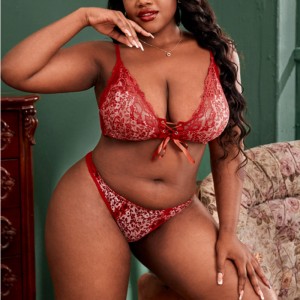 Контраст на ласкав сутиен секси бельо комплект с вратовръзка на предното въже