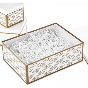 Hallmark вложени кутии за подаръци с капаци и пълнене (комплект от 3, бели и златисти, различни размери) за сватби, булчински душове, ша...