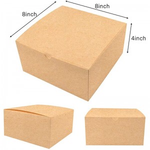 Moretoes кафяви кутии за подаръци Kraft Pack 8x8x4 инча, хартиени картонени кутии с капаци за коледни подаръци, кутии за предложение за шафер...