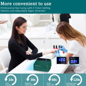 M&R 602Pro Зелена безжична LED лампа за нокти, безжична сушилня за нокти, 72W акумулаторна LED светлина за нокти, преносим гел UV LED лампа с н...