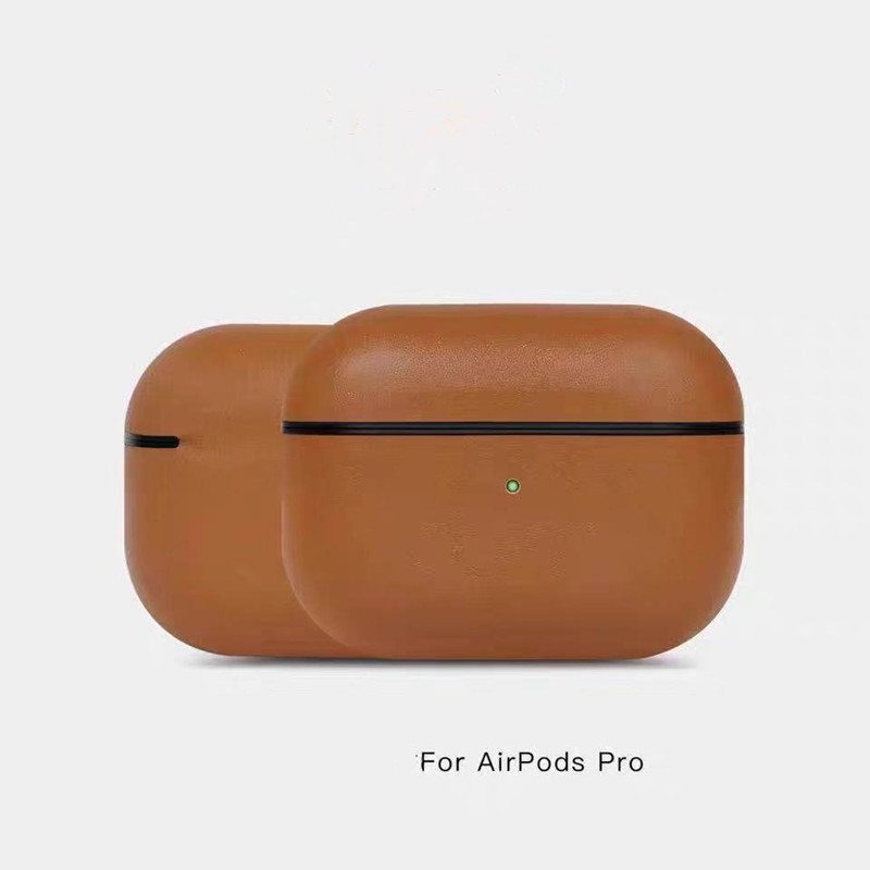 Кожен калъф AirPods Pro, истински ретро масло восък луд конски калъф, напълно изработен, предния светодиод видимо, (тъмнокафяв)