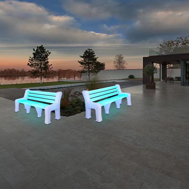 LED светещи паркови пейки завън, PE пластмасова градинска пейка, консерватория, вътрешен двор, трева или градинска седалка, може да понесе 600 кг