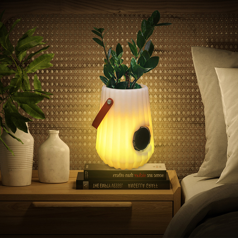 LED осветена саксия с цветя на закрито/outdoor Creative Smart Table Lamp за хол, спалня, градинска декорация, димируема ледена кофа LED светлини с Bluetooth високоговорител