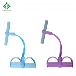 Еластично седнете издърпайте въже за корем на корема, 4-тръба еластично седнете издърпайте въже с крак педал фитнес разтягане за ...