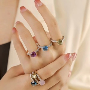 18k/14k/10k/9k злато с естествен цветен камък пръстен