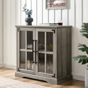 Кухненски трапезария Дневна шкаф за съхранение на шведска маса, 32 инчов, 2 врати двоен рафт, съвременен стил