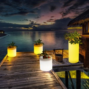 Външна градина LED осветени саксии за цветя, RGB цвят Промяна на пластмасови светодиоди осветени саксии за цветя за сватба, парти за ...