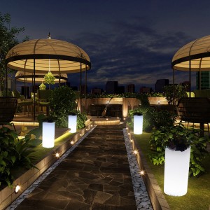 Външна градина LED осветени саксии за цветя, RGB цвят Промяна на пластмасови светодиоди осветени саксии за цветя за сватба, парти за ...