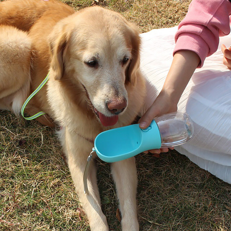 Хранителна степен пластмаса теч Proof Portable Puppy Water Dispenser Botty Water Bottle с хранилка за пиене за домашни любимци на открито ходене по туризъм пътуване