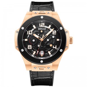Baogela Men \'S Watch Mechanical Watch Автоматичен кухи модни мъже светещ голям циферблат 50м водоустойчив часовник 2001 черен