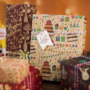 Опаковаща хартия отпечатана тъкан хартия за рожден ден персонализирано лого отпечатано 60g/70g/80g/90g/100g опаковане на хартия пакет за ...