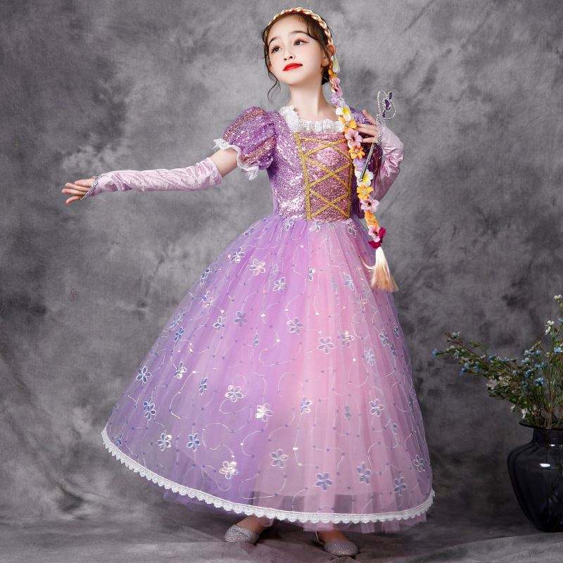 Baige European Style Princess Dress Halloween Party Носете Rapunzel костюм пухкав мрежест фрок