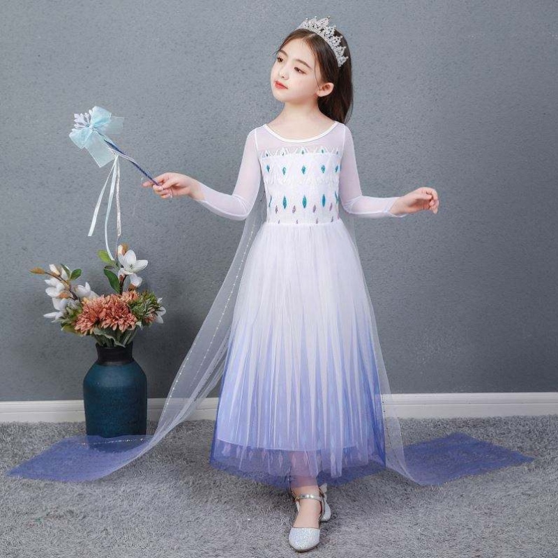 Baige Kids Girl Fancy Cosplay Long Cape Cosplay Party Princess Elsa Ressing Costume