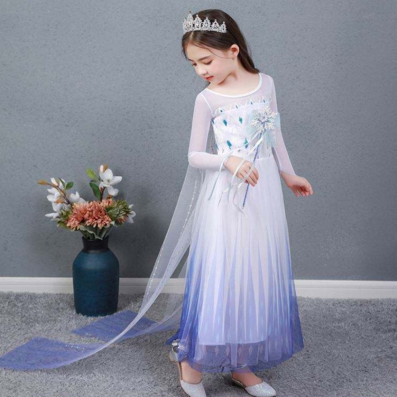 Baige Kids Girl Fancy Cosplay Long Cape Cosplay Party Princess Elsa Ressing Costume