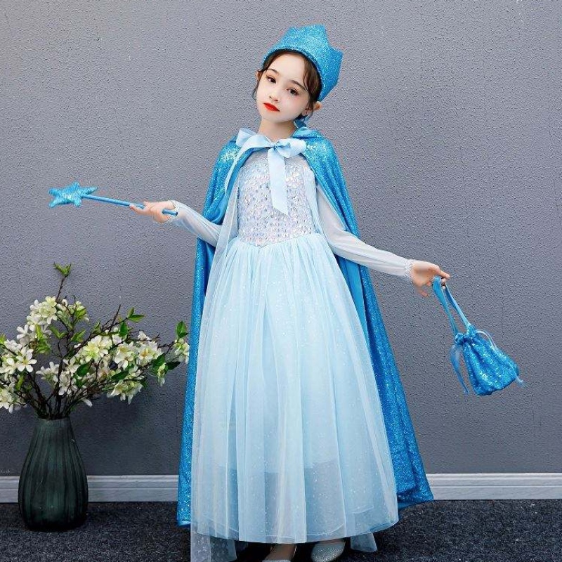 Baige Girl Sequind Cape Snow Queen Elsa Anna Costume Halloween Christmas Party for Girls BX211