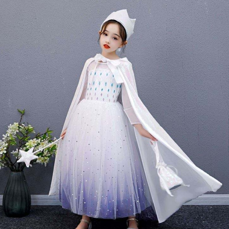 Baige Girl Sequind Cape Snow Queen Elsa Anna Costume Halloween Christmas Party for Girls BX211