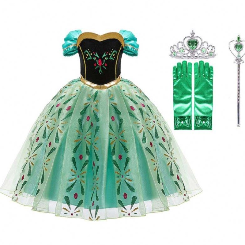 Анна рокля за момиче косплей снежна кралица принцеса костюм деца Хелоуин дрехи деца рожден ден карнавална рокля и перука