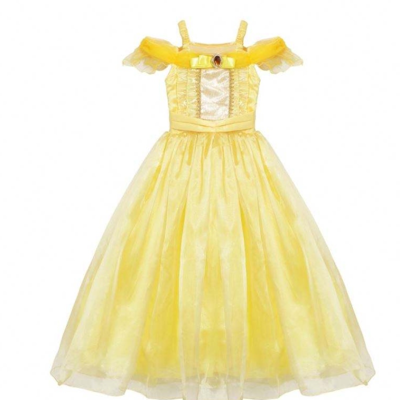 Момичета Belle Princess Dress Kids Belle Cosplay Costumes Baby Girl Ress Up Frock Yellow Fance For Toddler Halloween Party