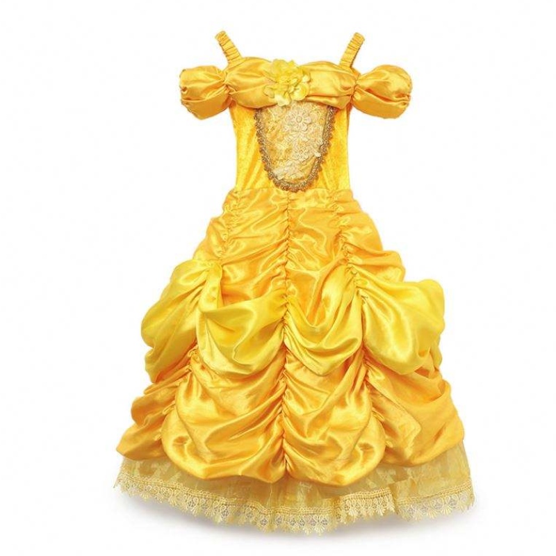 Момичета Belle Princess Dress Kids Belle Cosplay Costumes Baby Girl Ress Up Frock Yellow Fance For Toddler Halloween Party