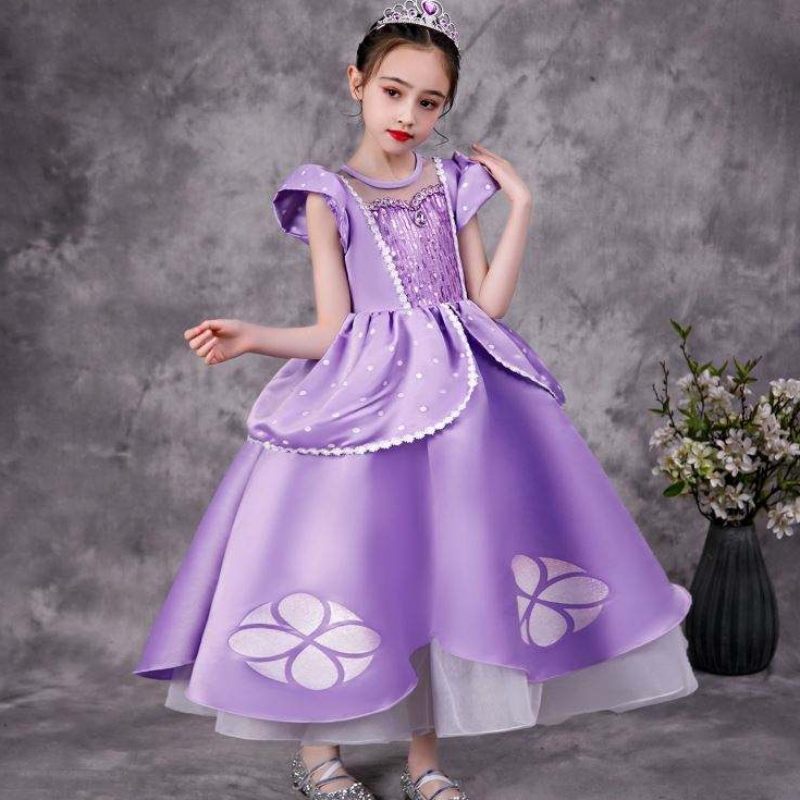 Baige Purple Sofia Rapunzel Elsa Anna Belle Princess Dress TV Movie Костюми София принцеса за момиче