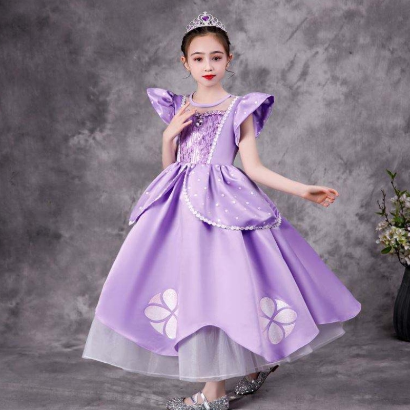 Baige Purple Sofia Rapunzel Elsa Anna Belle Princess Dress TV Movie Костюми София принцеса за момиче