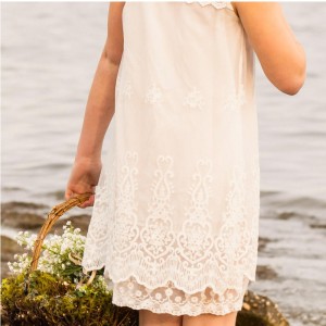 Лятна бродерия момиче дантелена рокля възраст 2-12 принцеси рокли шаферки парти цветни момичета рокля