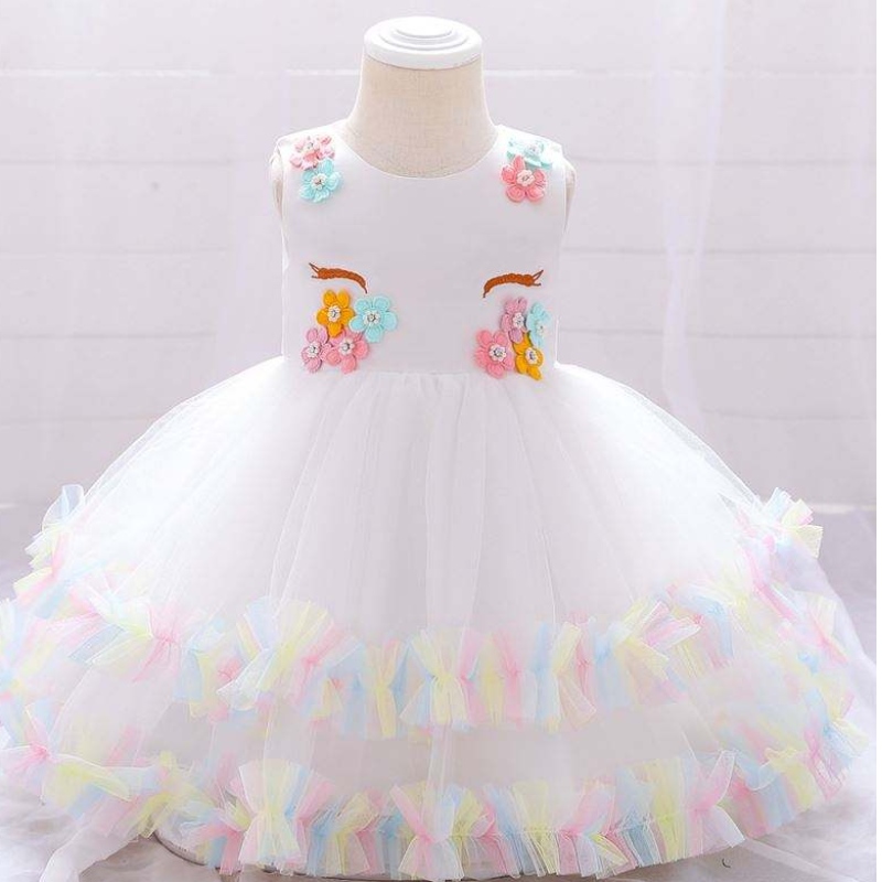 Baige Children Unicorn Party Princess Ress Up Flower Gilr рокли Детци момиче сватбена рокля рокля