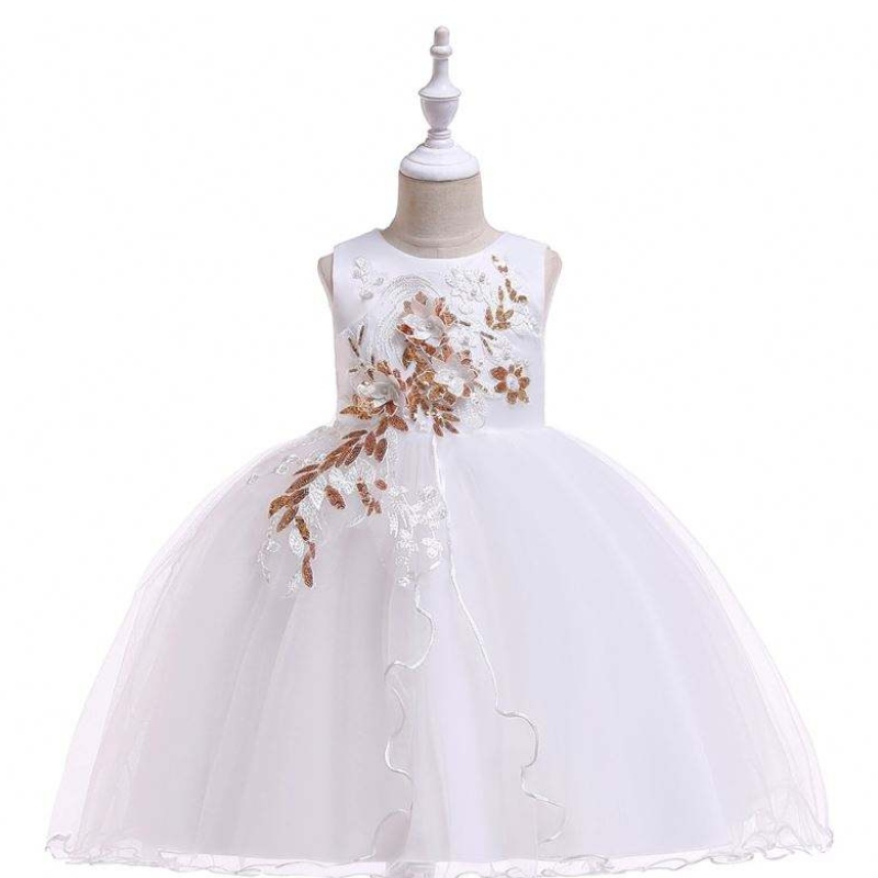 Baige Kids Barments White Flower Girl Dress Cromery Party Носете вечерни рокли за момичета L5060